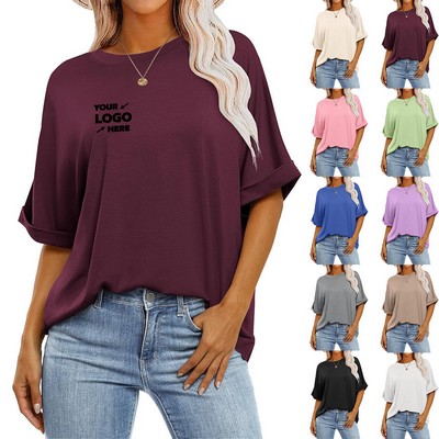 women's Loose Crew Neck Short Sleeve T-Shirt